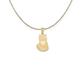 14k Yellow Gold Polished & Laser Cut Engravable Cat Necklace