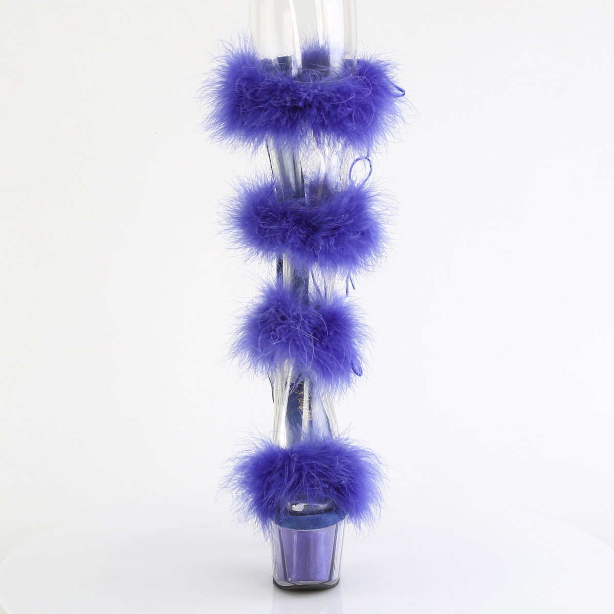 7 Inch Heel ADORE-728F Clear Royal Blue Fur