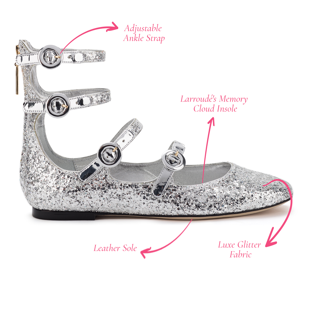 Alexa Flat In Silver Glitter