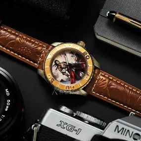 Aries Gold The Zhou Yu San Guo Series Light Brown Leather Strap Men Watch G 8040 SAN-QUE