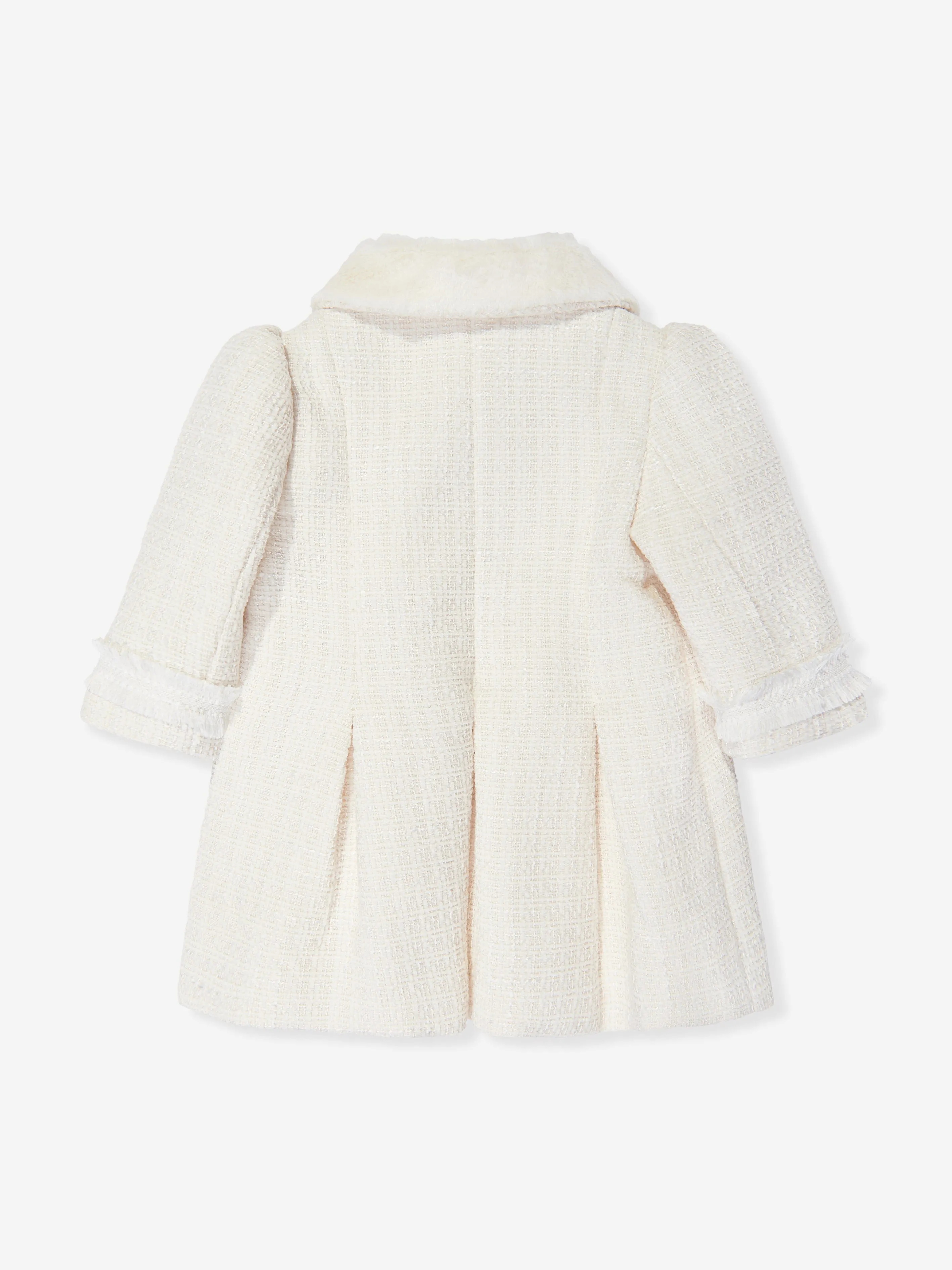 Baby Girls Tweed Coat in Ivory