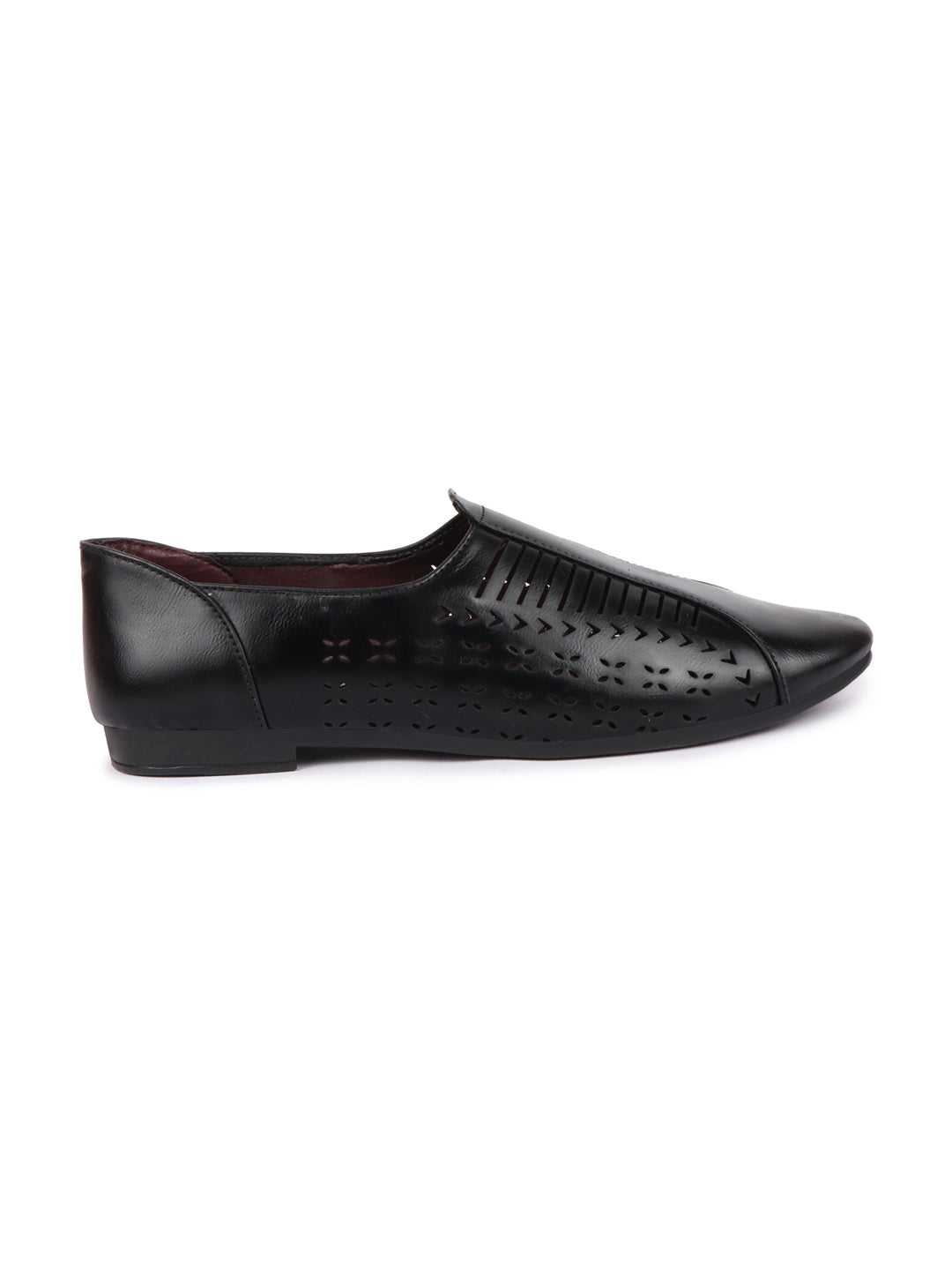 Basics Men Black Laser Cut Design Stitched Ethnic Juttis and Mojaris