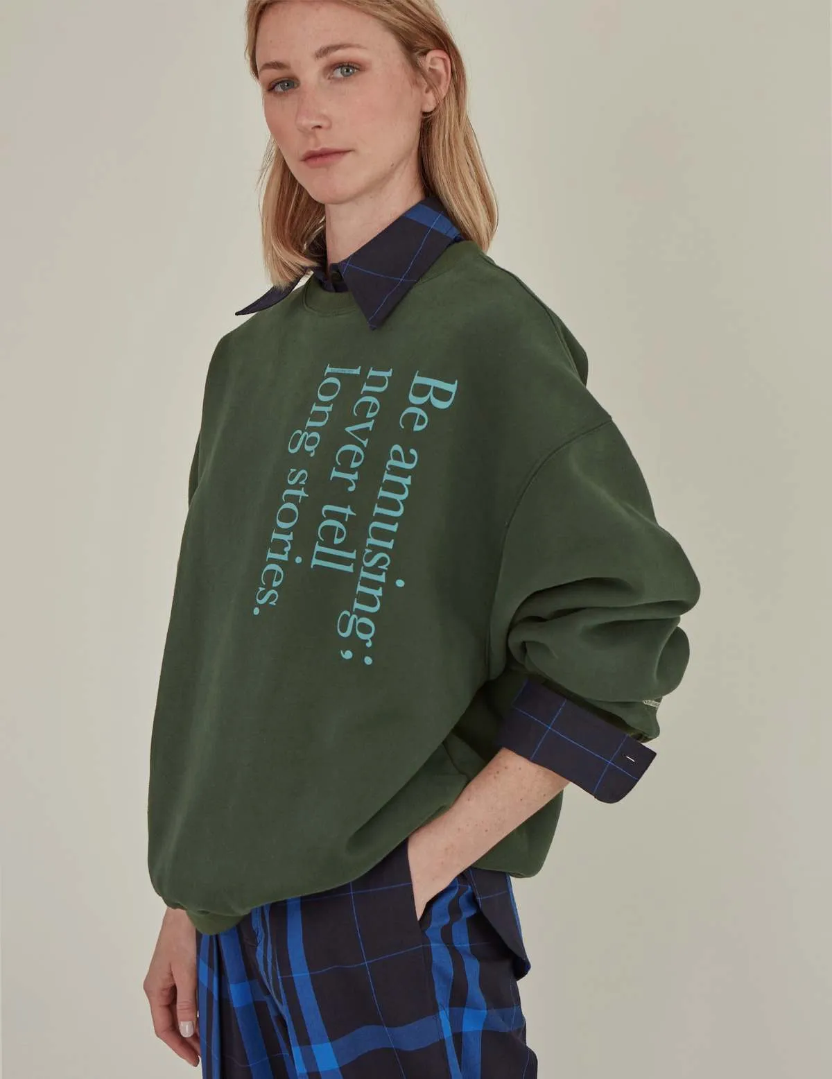 Be Amusing Oversized Sweatshirt - Green