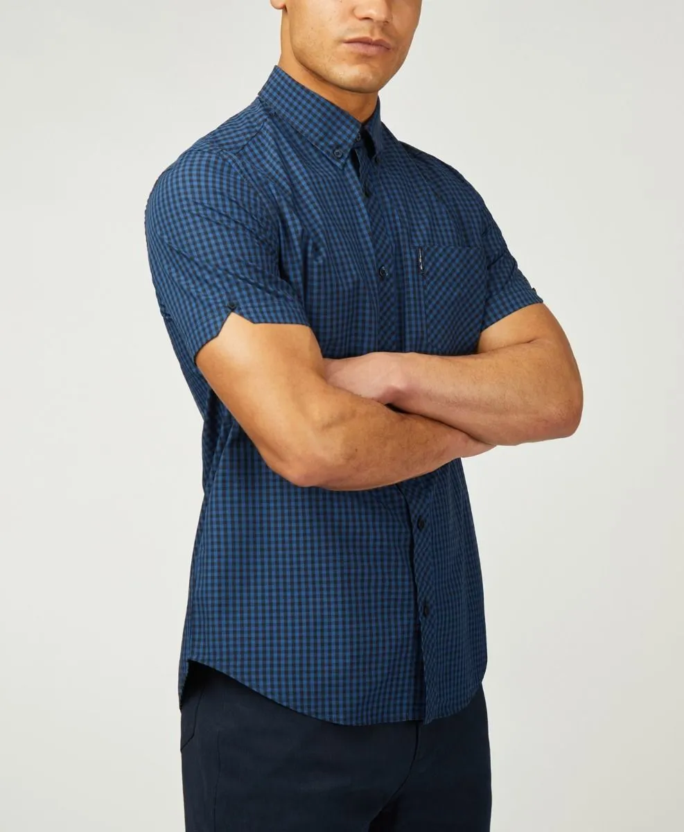 Ben Sherman Signature Short Sleeve Gingham Check Shirt Royal Blue