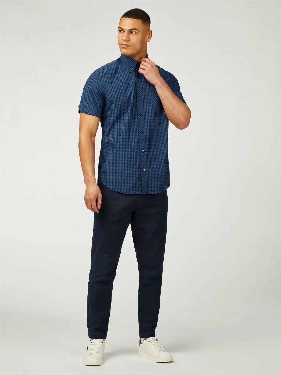 Ben Sherman Signature Short Sleeve Gingham Check Shirt Royal Blue