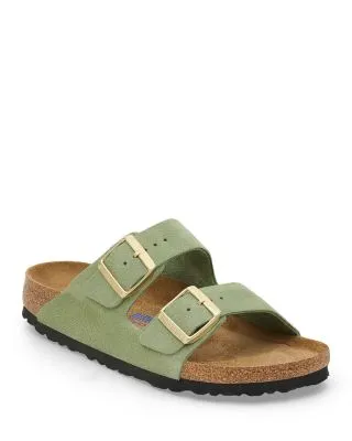 Birkenstock Women's Arizona Big Buckle Double Strap Light Green Slide Sandals