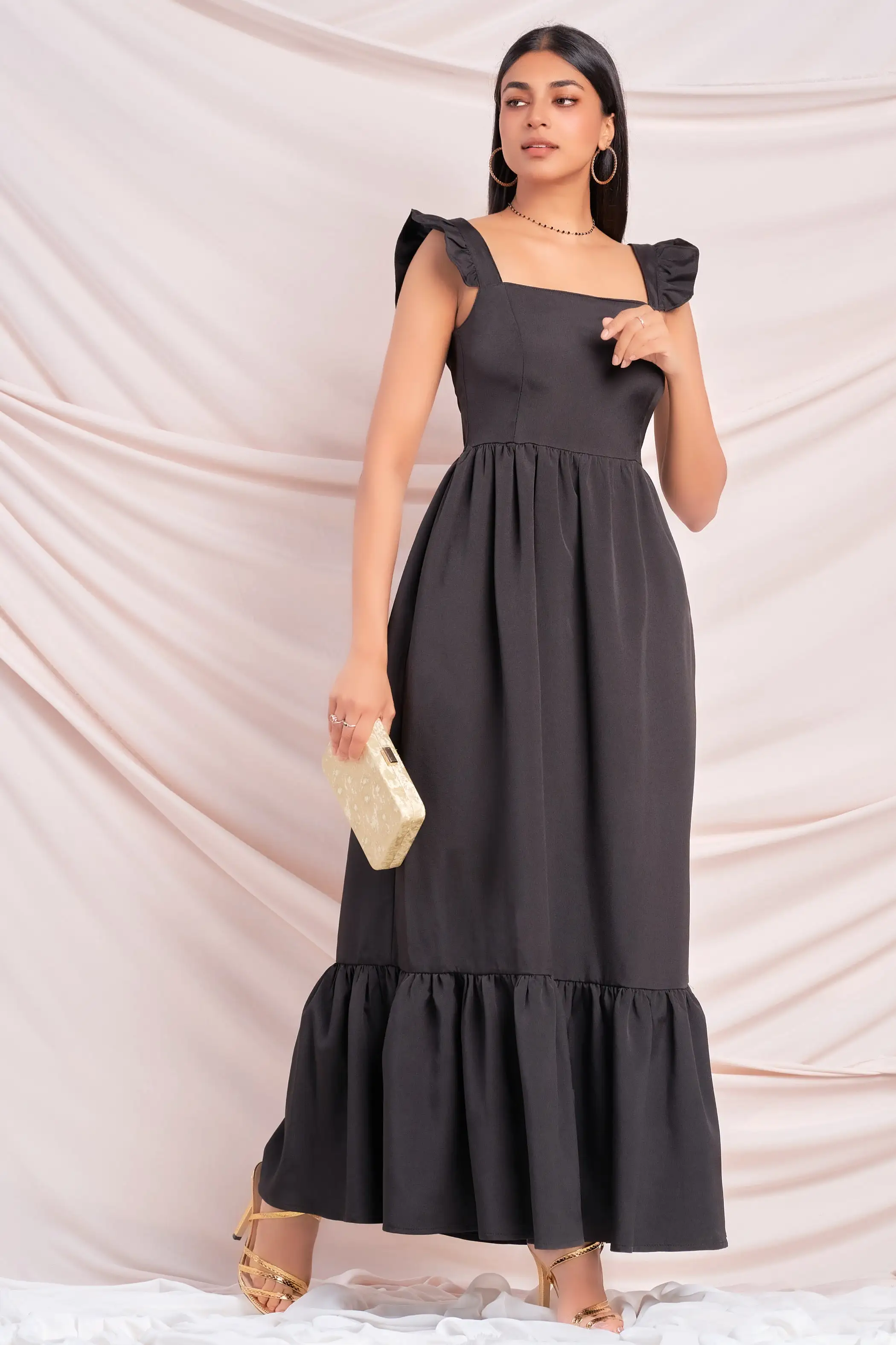 Black Fit & Flare Maxi Dress