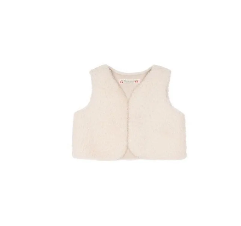 BONPOINT BABY PALOU SHEEPSKIN WAISTCOAT JACKET 2 YEARS