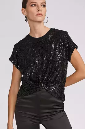 Bora Sequin Top in Black