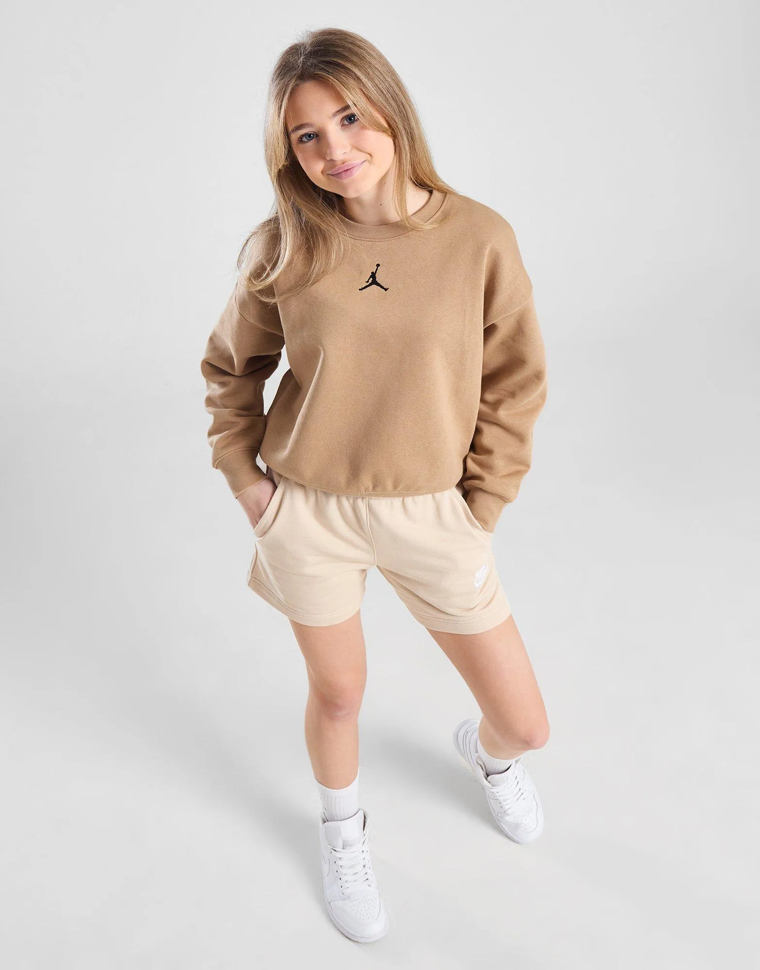 Brown Jordan Girls' Oversized Crew Sweatshirt Junior - JD Sports 