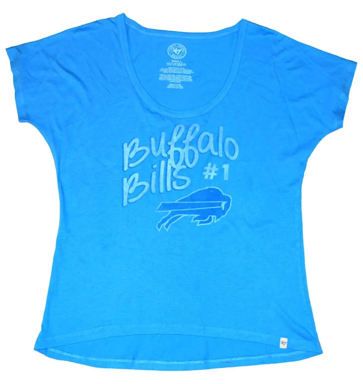 Buffalo Bills 47 Brand Women Sky Blue Buffalo Bills #1 Mascot Logo T-Shirt (S)