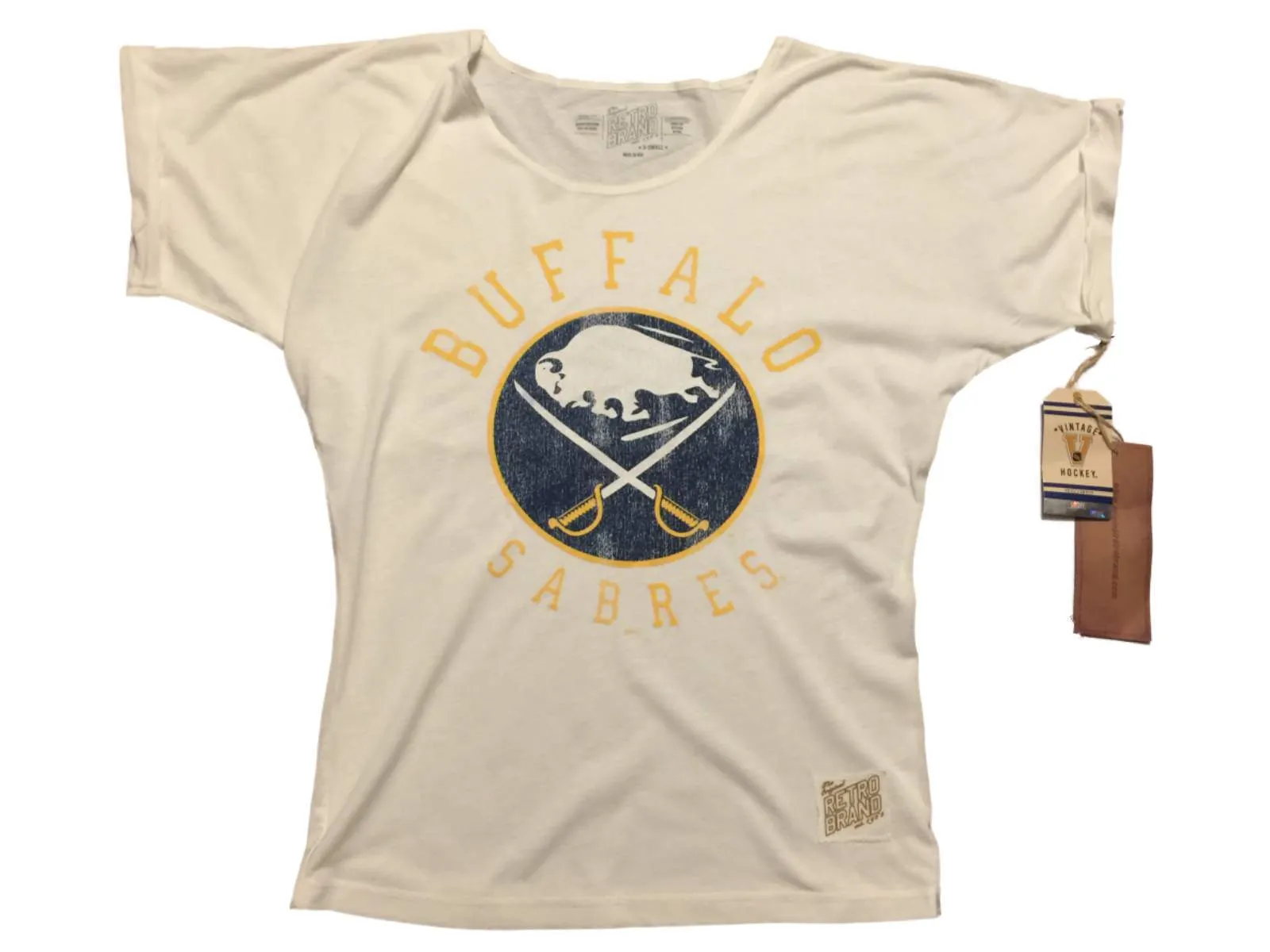 Buffalo Sabres Retro Brand WOMEN Off-White Loose Short Sleeve T-Shirt