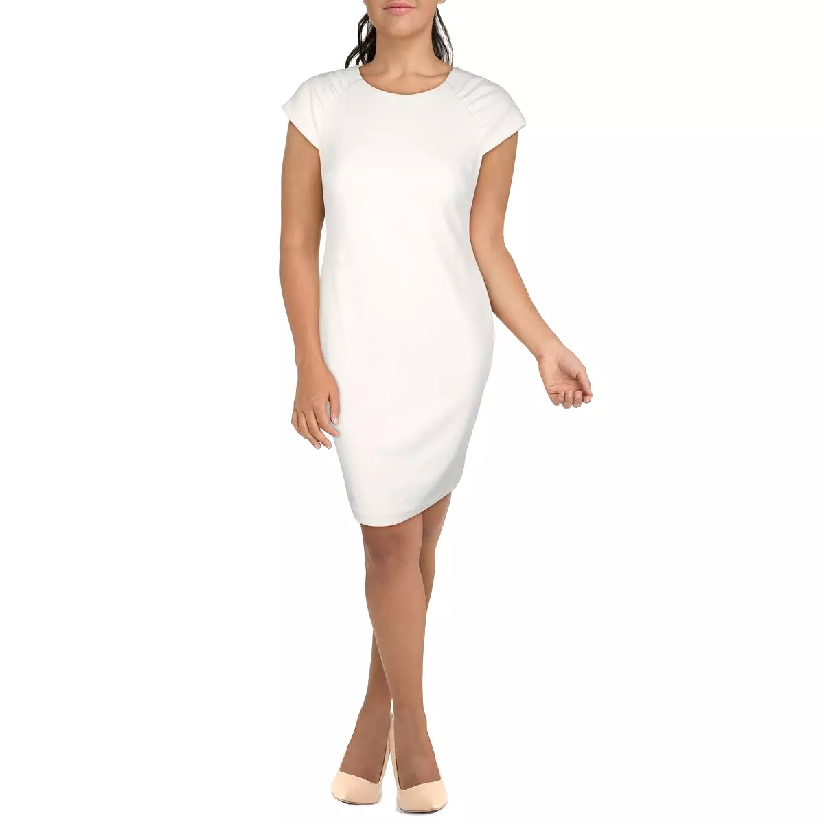 Calvin Klein Womens Cap Sleeve Knee-Length Sheath Dress