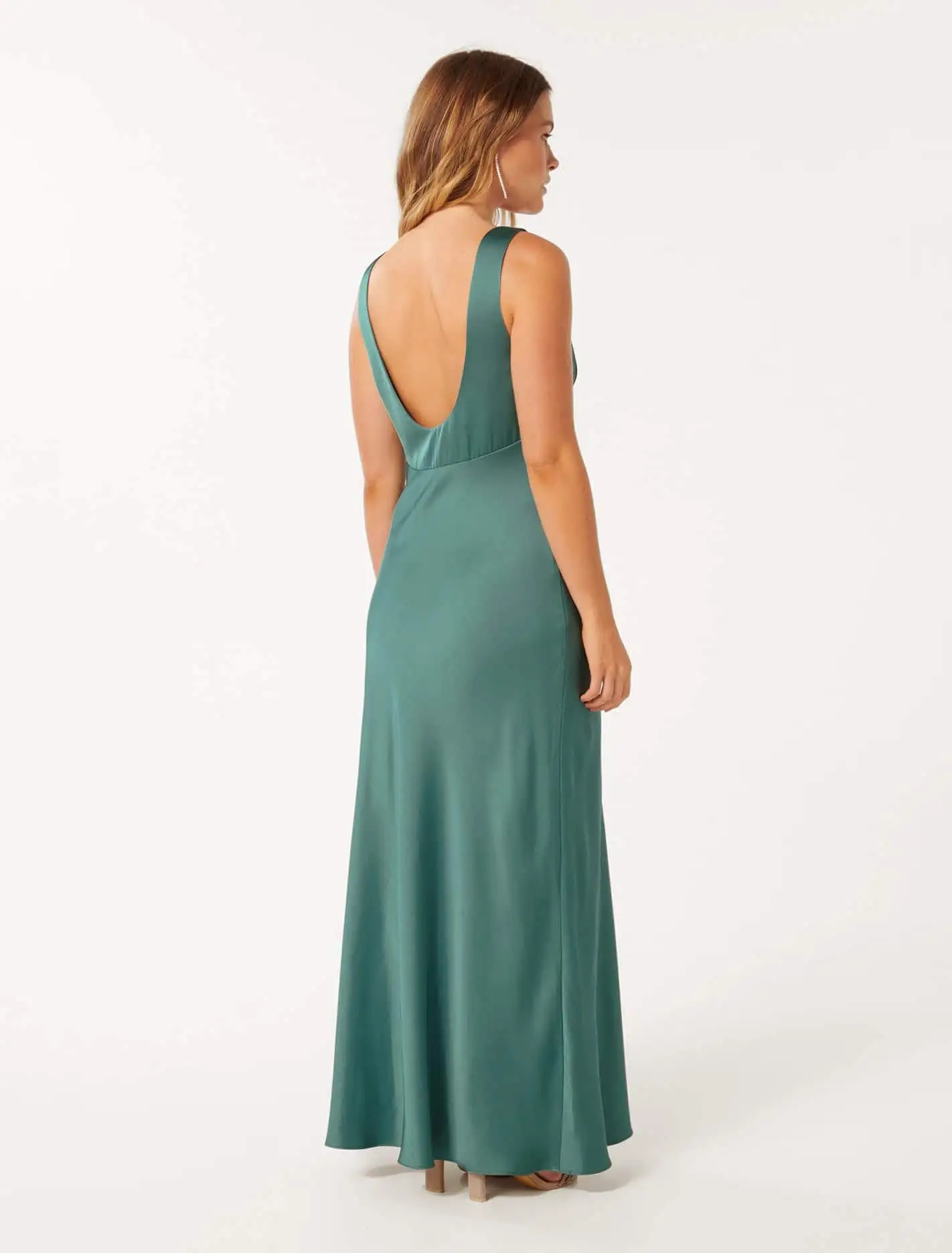 Cameron Petite V Neck Satin Maxi Dress