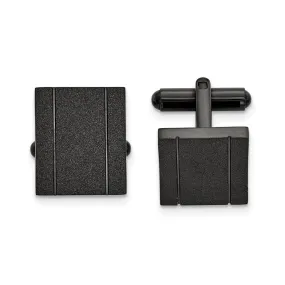 Chisel Stainless Steel Polished Black IP-Plated Laser cut Cufflinks