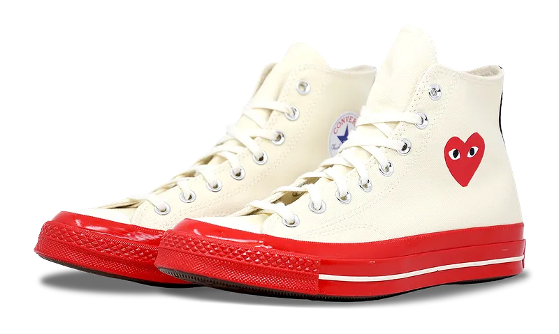 Converse Chuck Taylor All-Star 70 Hi Comme des Garcons PLAY Egret Red Midsole