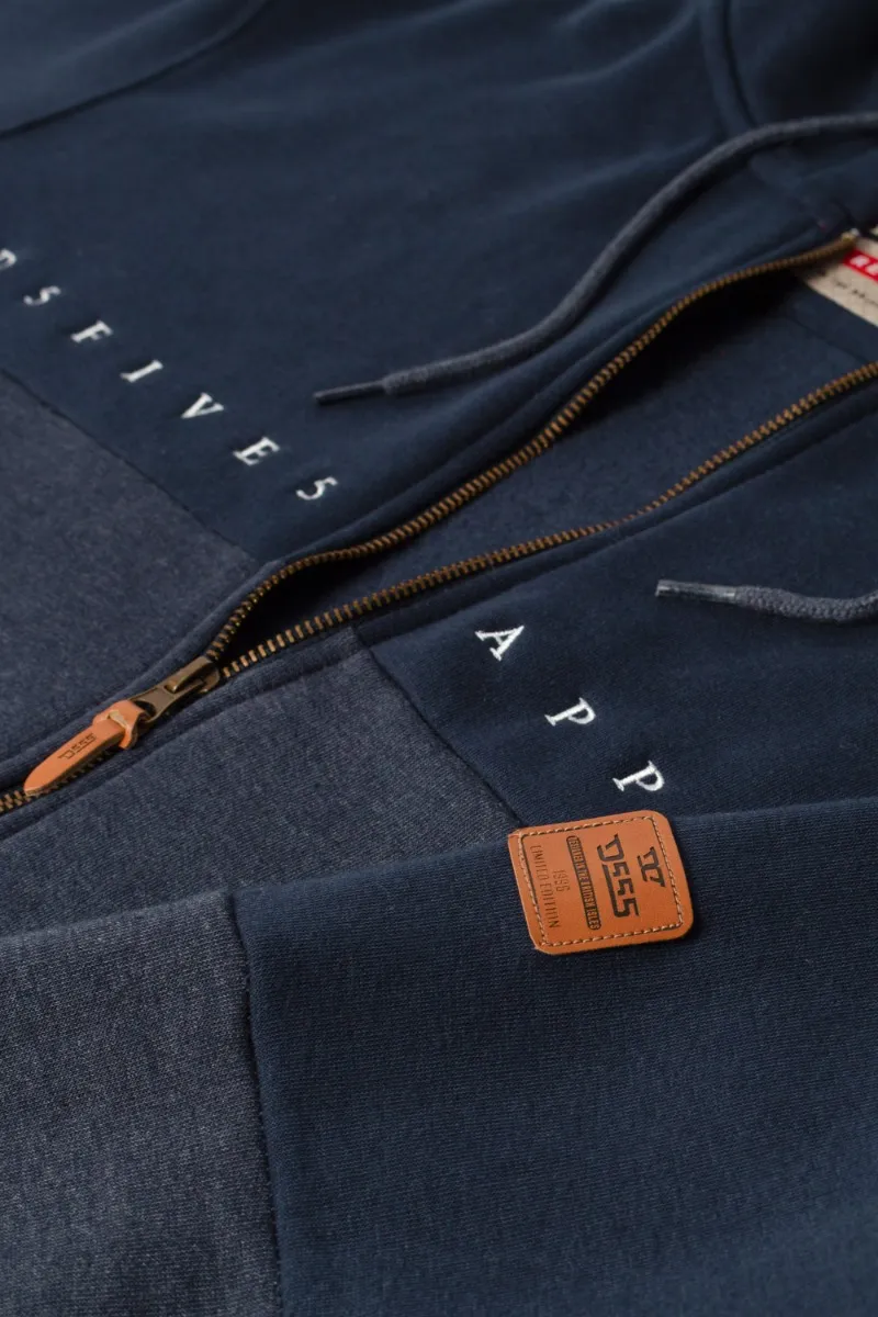 D555 Moreton Chest Embroidery Full Zip Hoody - Navy