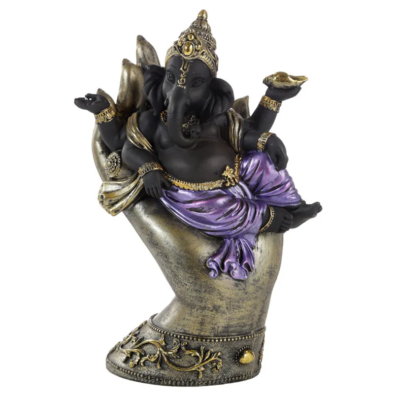 Decorative Purple, Gold & Black Ganesh - Lying in Hand GAN14