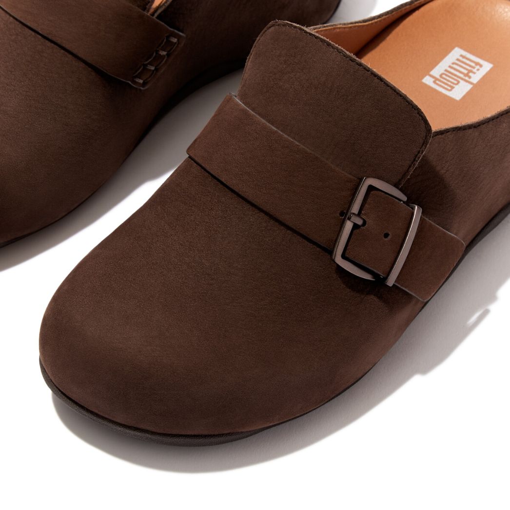 Fit-Flop Shuv Buckle-Strap Chocolate Brown        