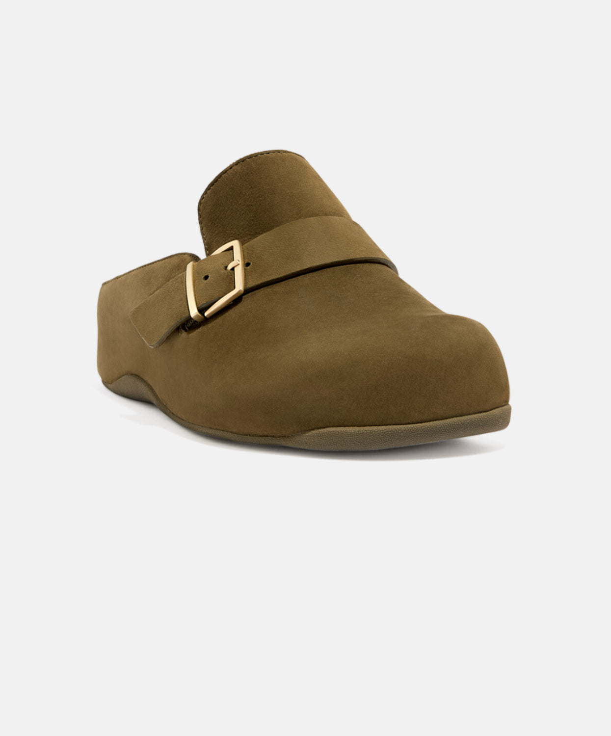 FitFlop Shuv Buckle-Strap Mossy Nubuck Clogs