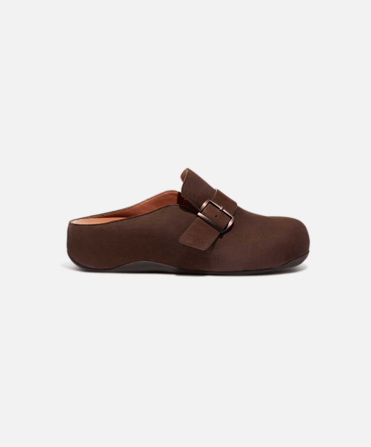 FitFlop Shuv Buckle-Strap Nubuck Clogs Brown