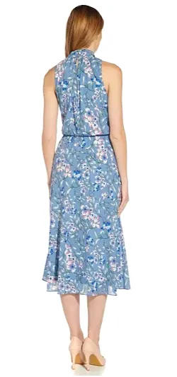 Floral Printed Tie Neck Dress