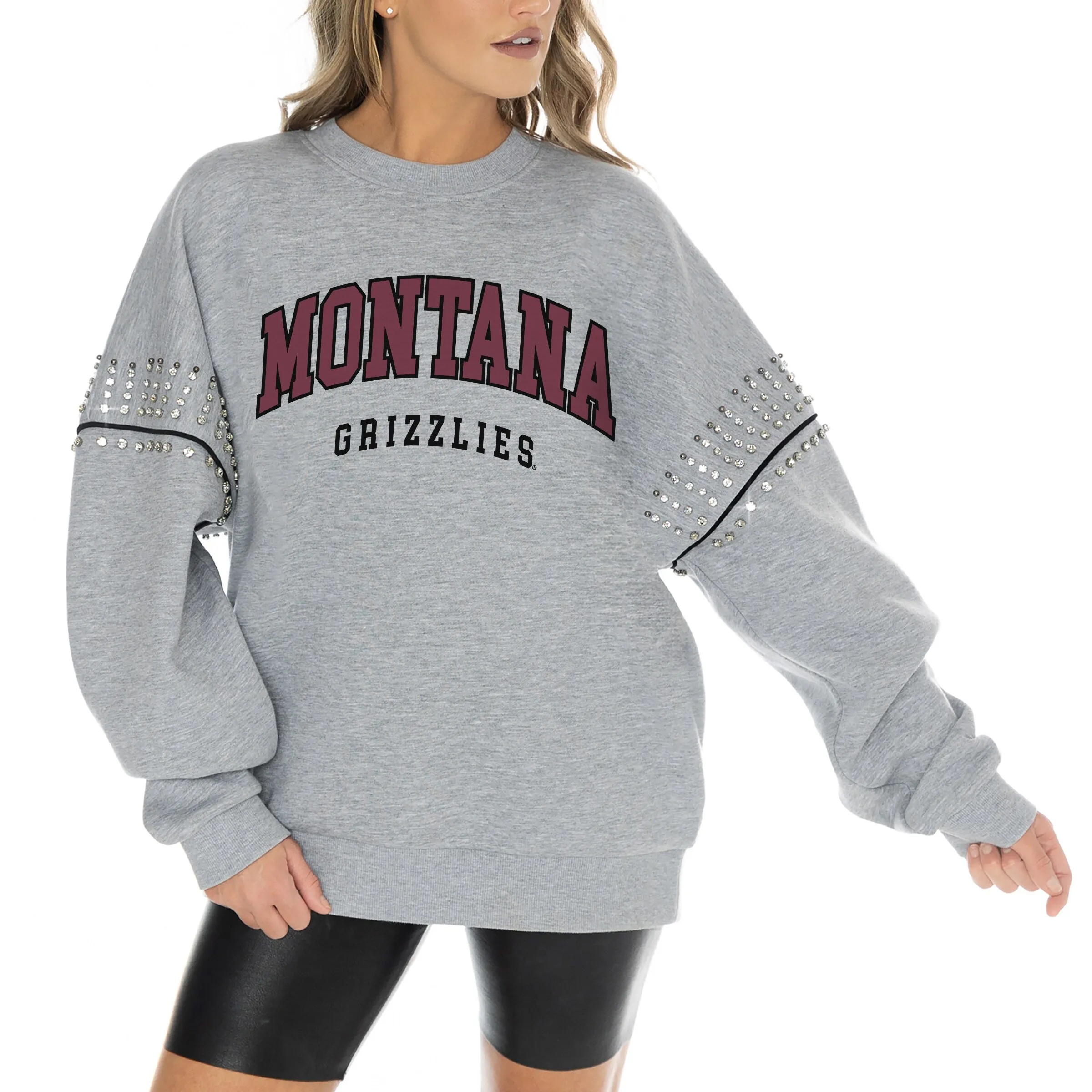 Gameday Couture Montana Grizzlies Women's Heather Gray Competitive Edge Oversized Fleece Pullover Sweatshirt