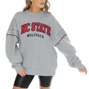 Gameday Couture NC State Wolfpack Women's Heather Gray Competitive Edge Oversized Fleece Pullover Sweatshirt