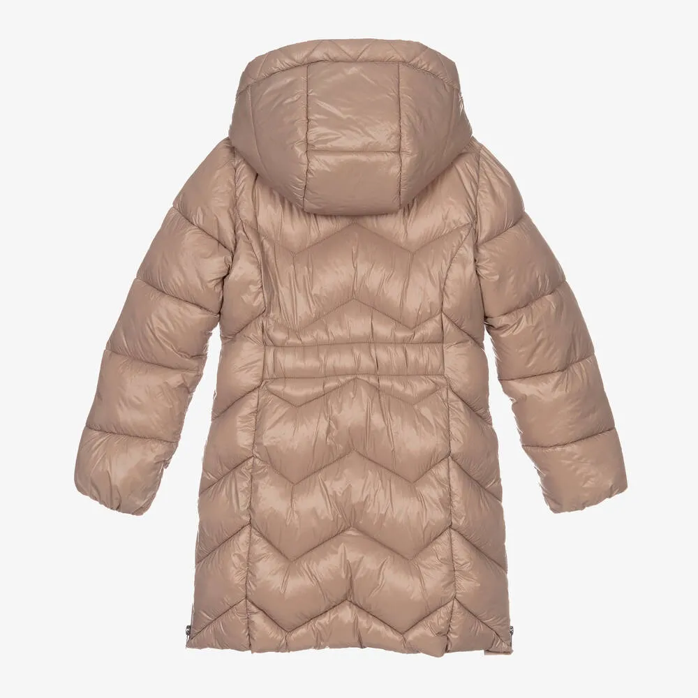 Girls Beige Puffer Coat