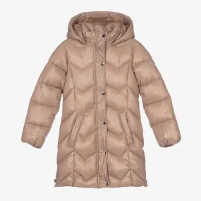 Girls Beige Puffer Coat