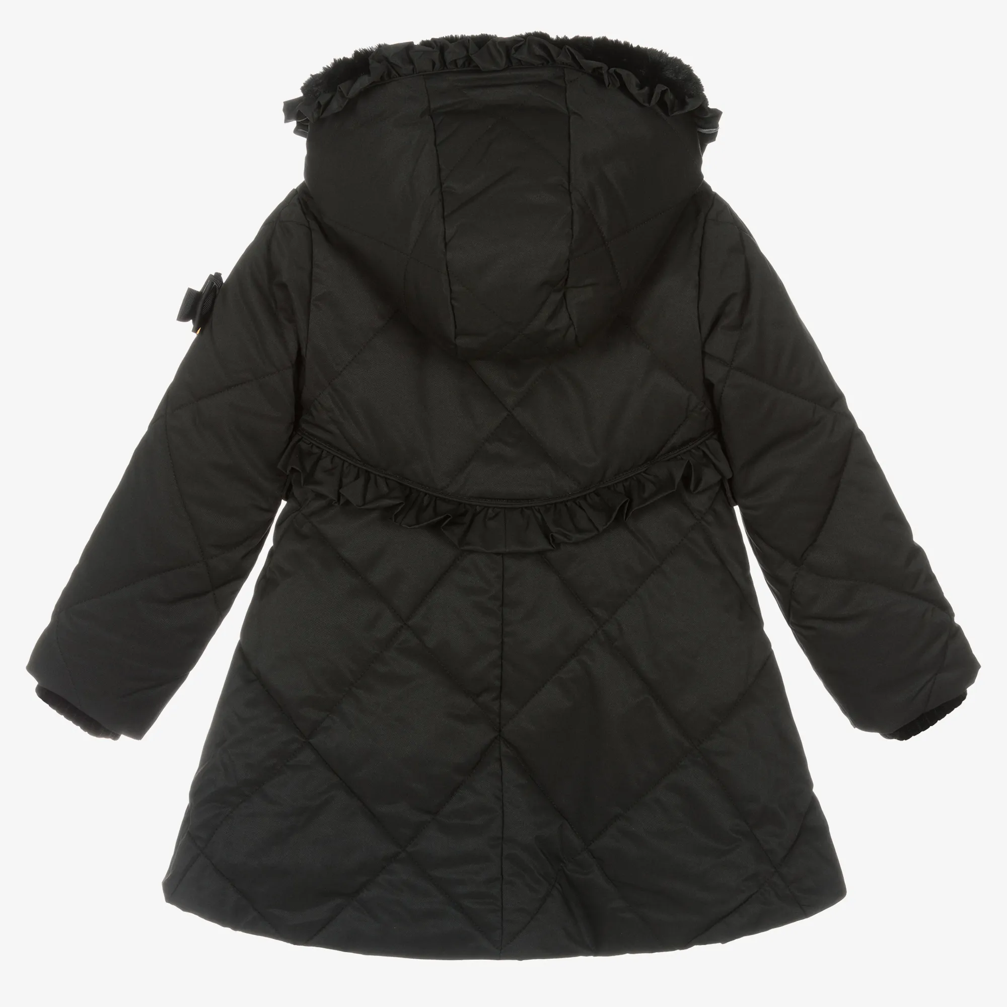 Girls Black Quilted Coat