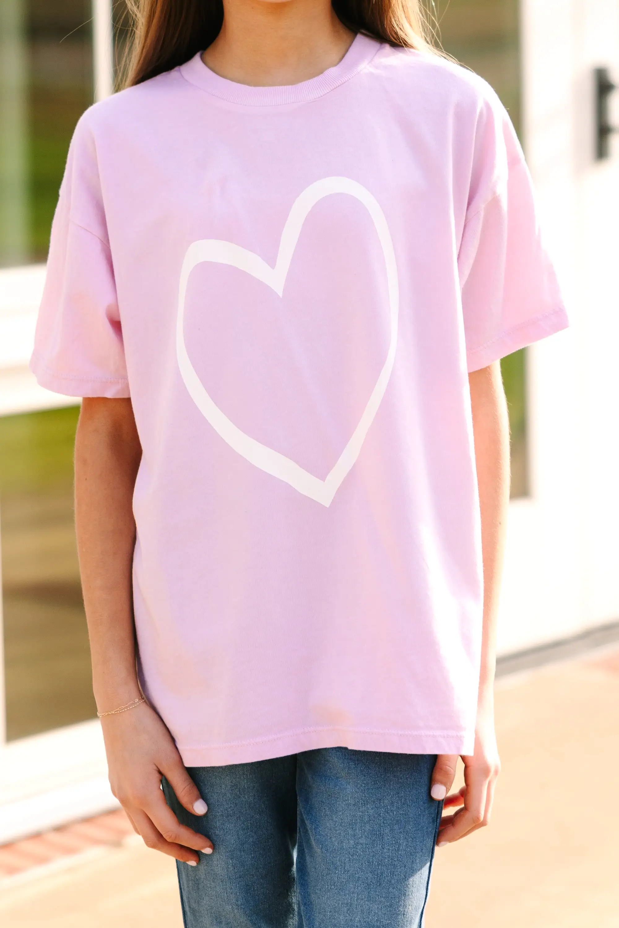 Girls: Heart You Lilac Oversized Graphic Tee