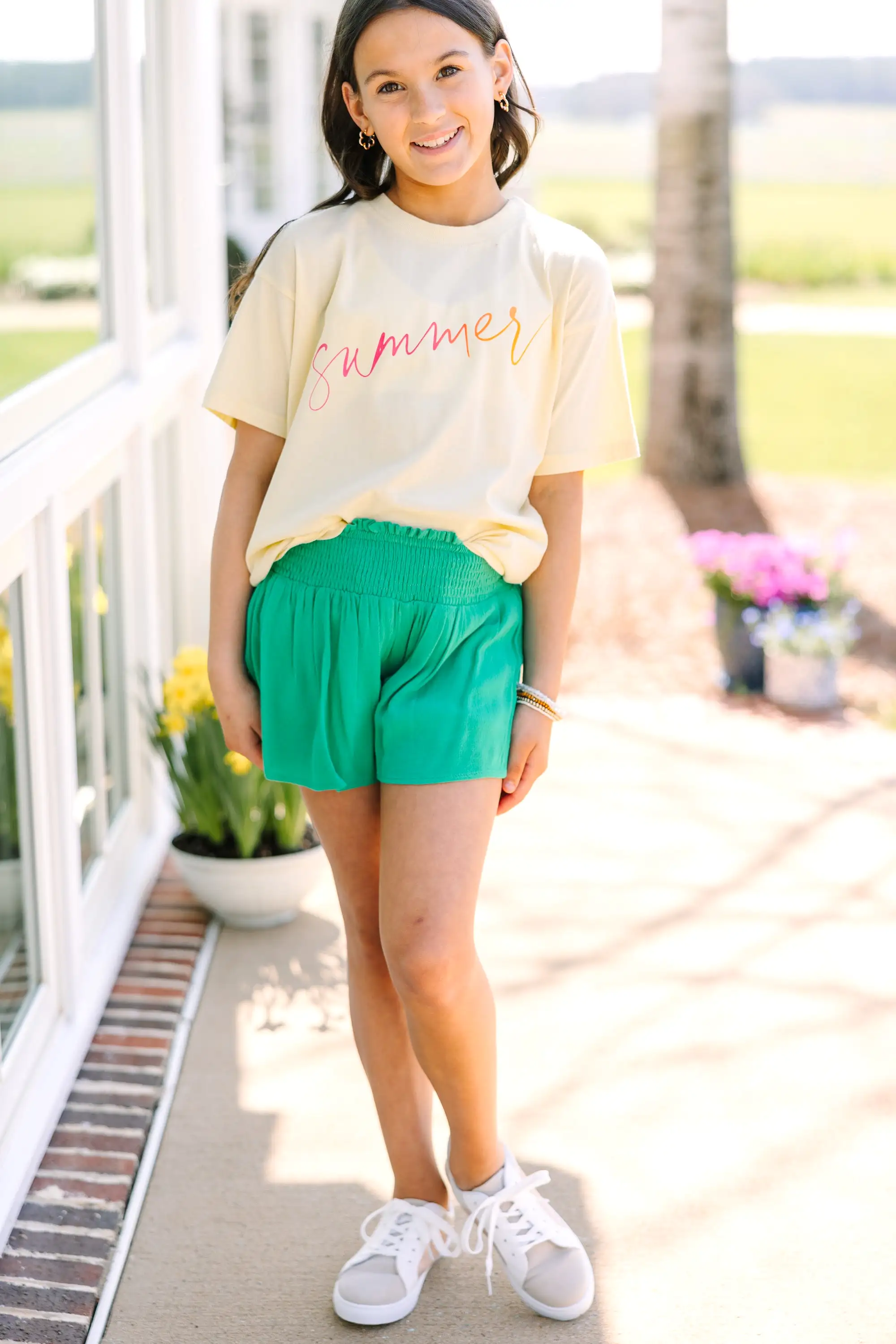 Girls: Sweet Summer Yellow Oversized Graphic Tee