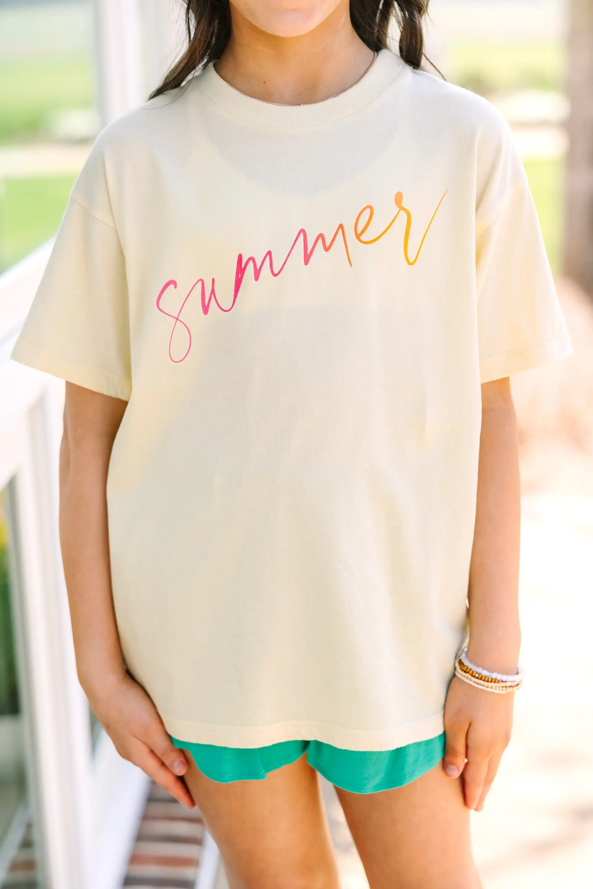 Girls: Sweet Summer Yellow Oversized Graphic Tee