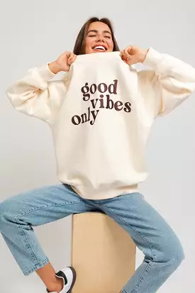 Good Vibes Only Embroidery Oversized Sweatshirt