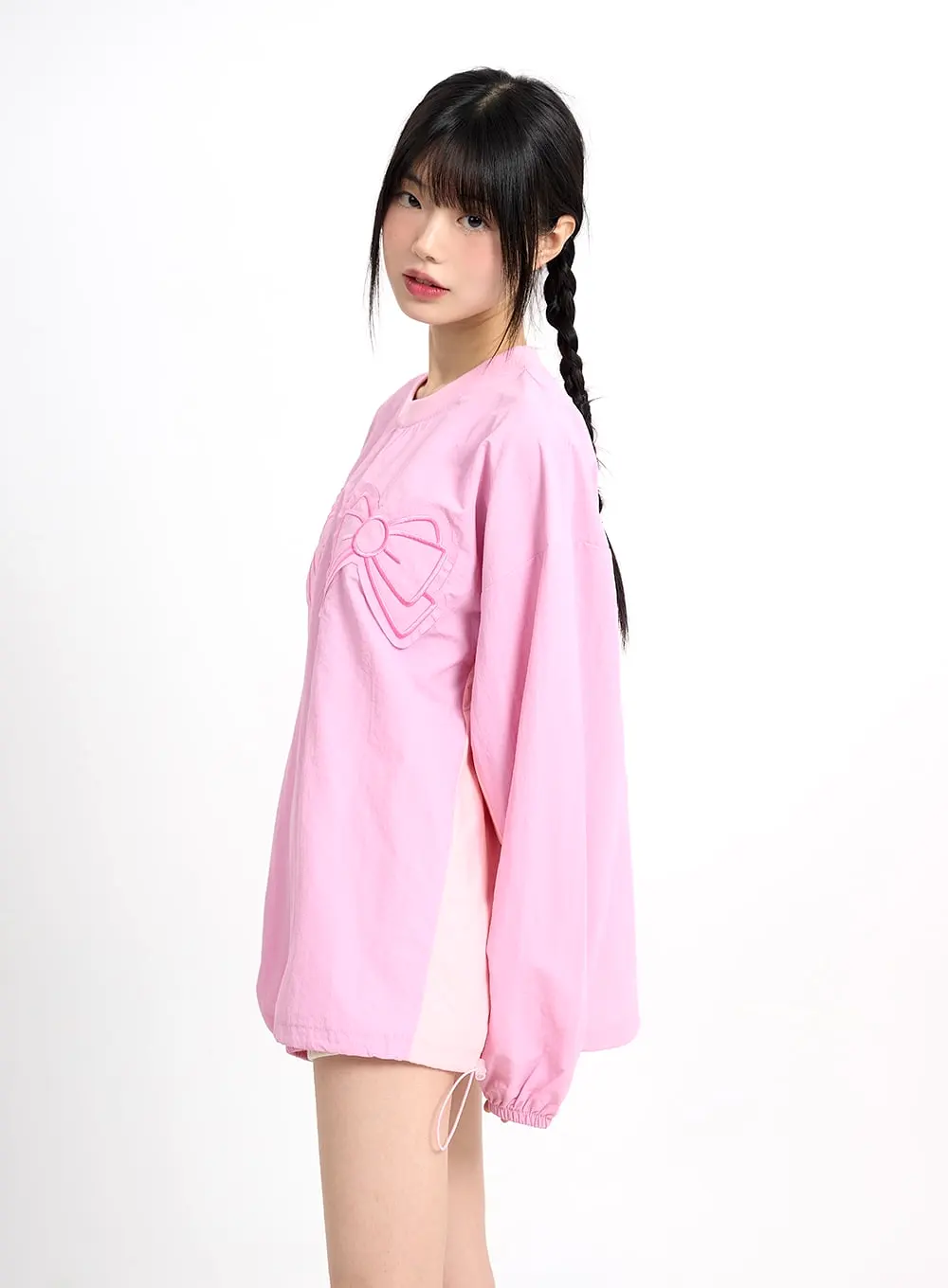 Graphic Ribbon Oversized Cotton Sweatshirt CM415