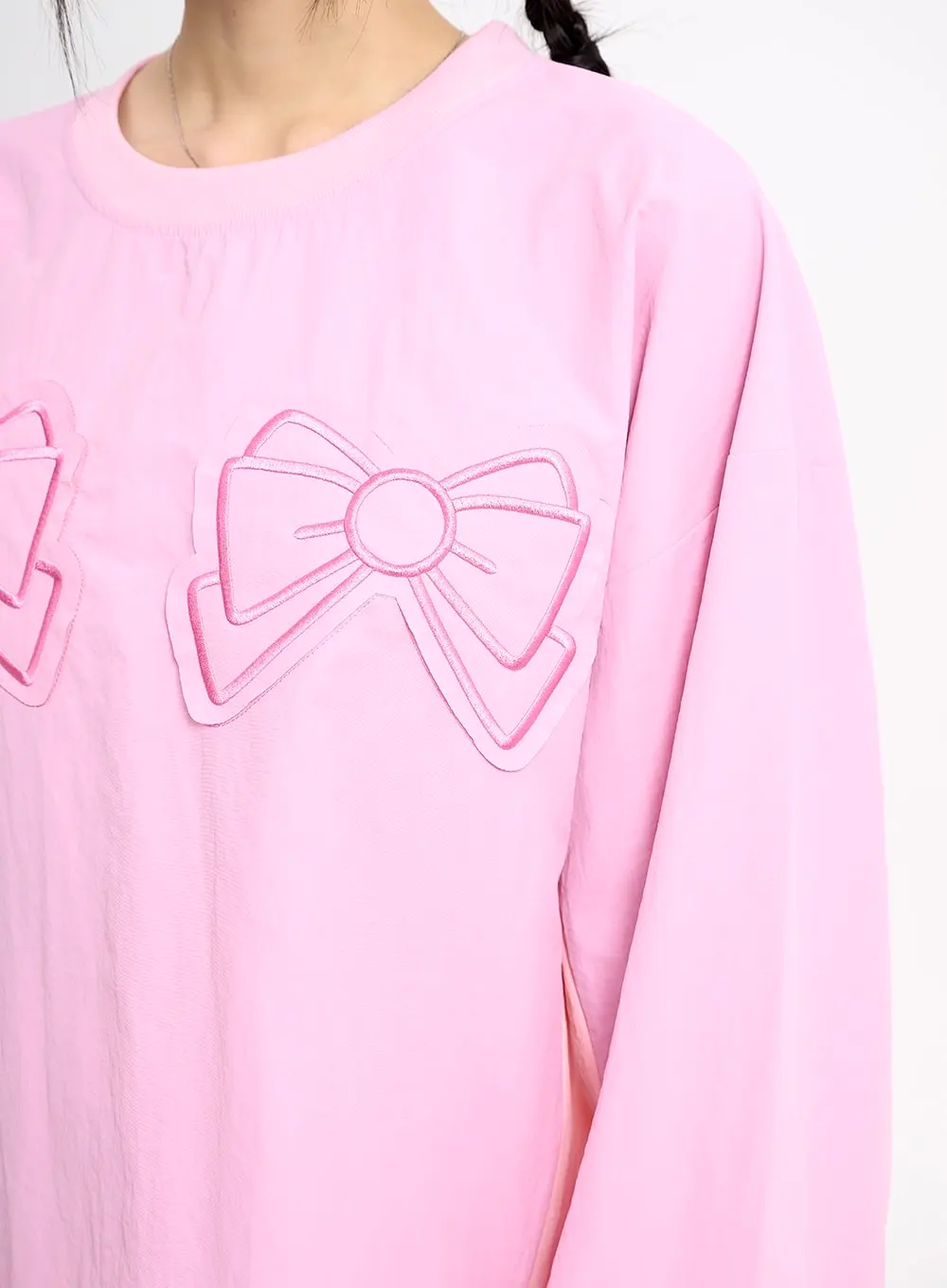 Graphic Ribbon Oversized Cotton Sweatshirt CM415