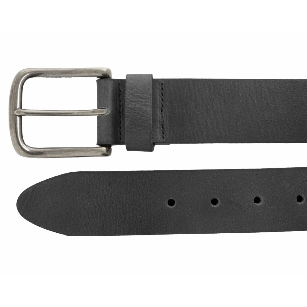 Grizzly 38mm Strap Belt with Antique Nickel Harness Buckle - Black