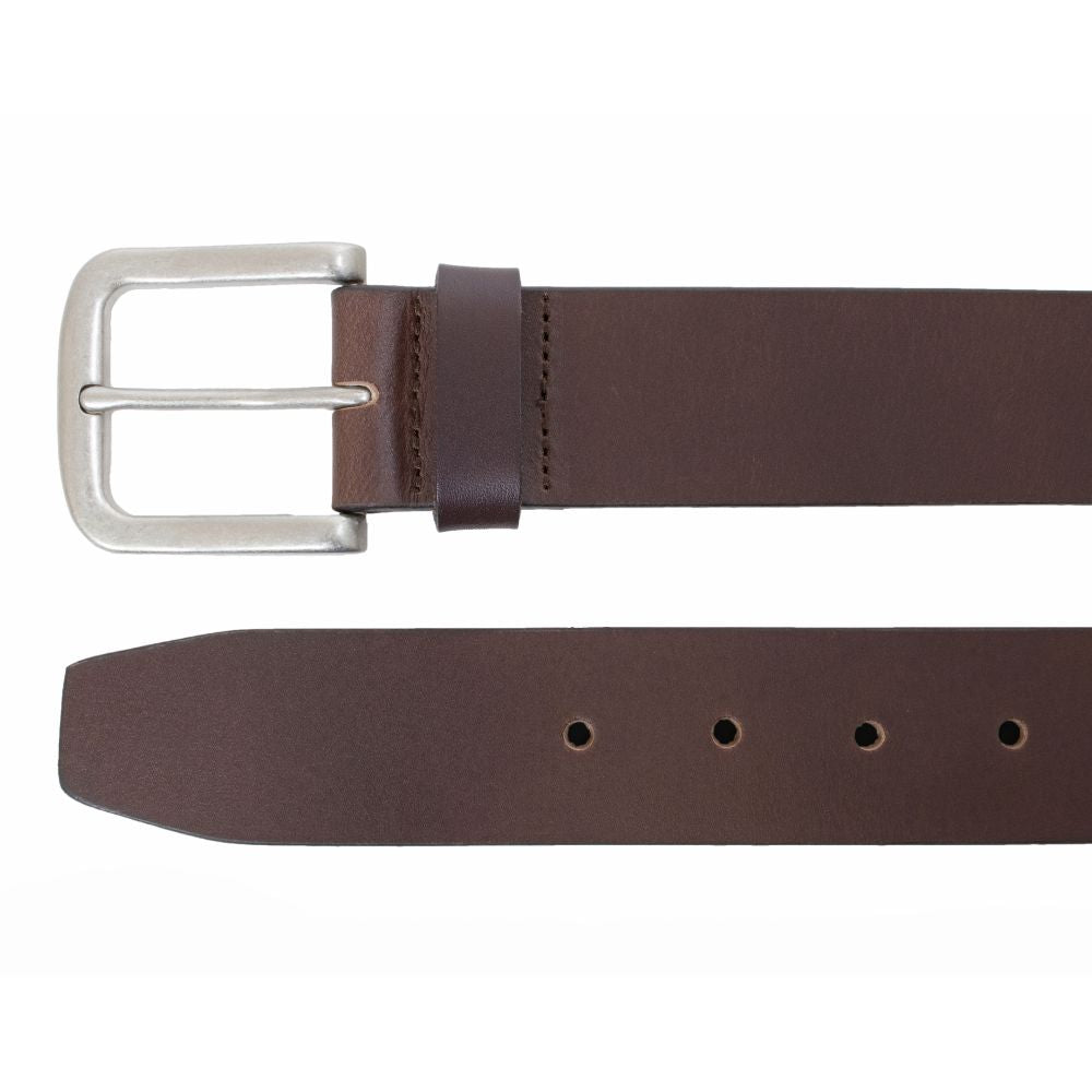 Grizzly 38mm Strap Belt with Antique Nickel Harness Buckle - Brown