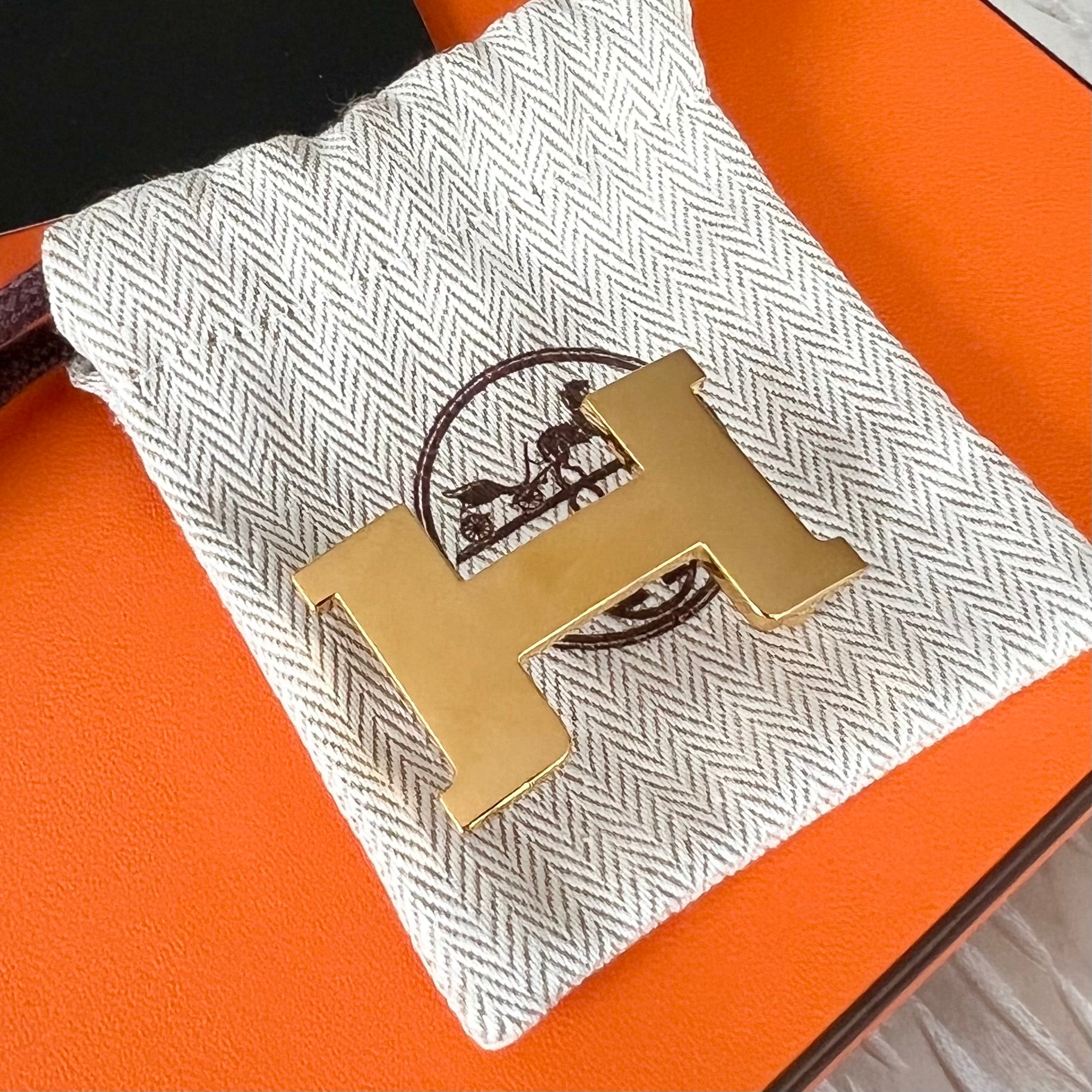 Hermes Mini H belt buckle & Reversible leather strap 24 mm