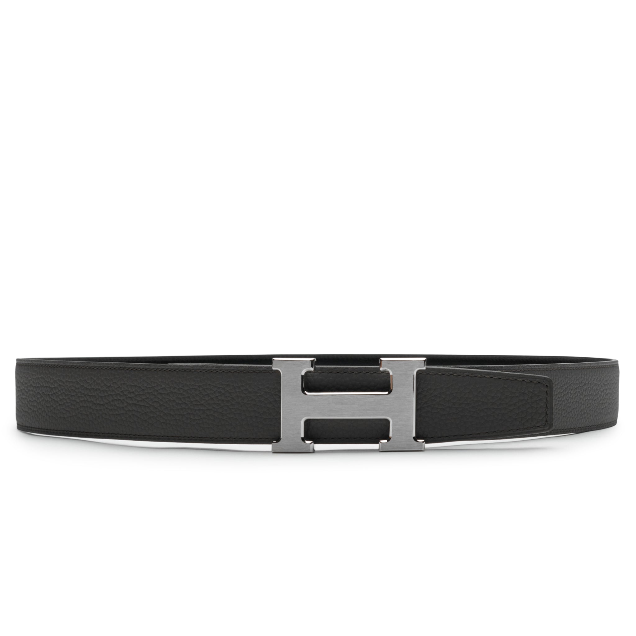 Hermes Paris H Buckle & Reversible Leather Strap 32mm Belt Noir tain