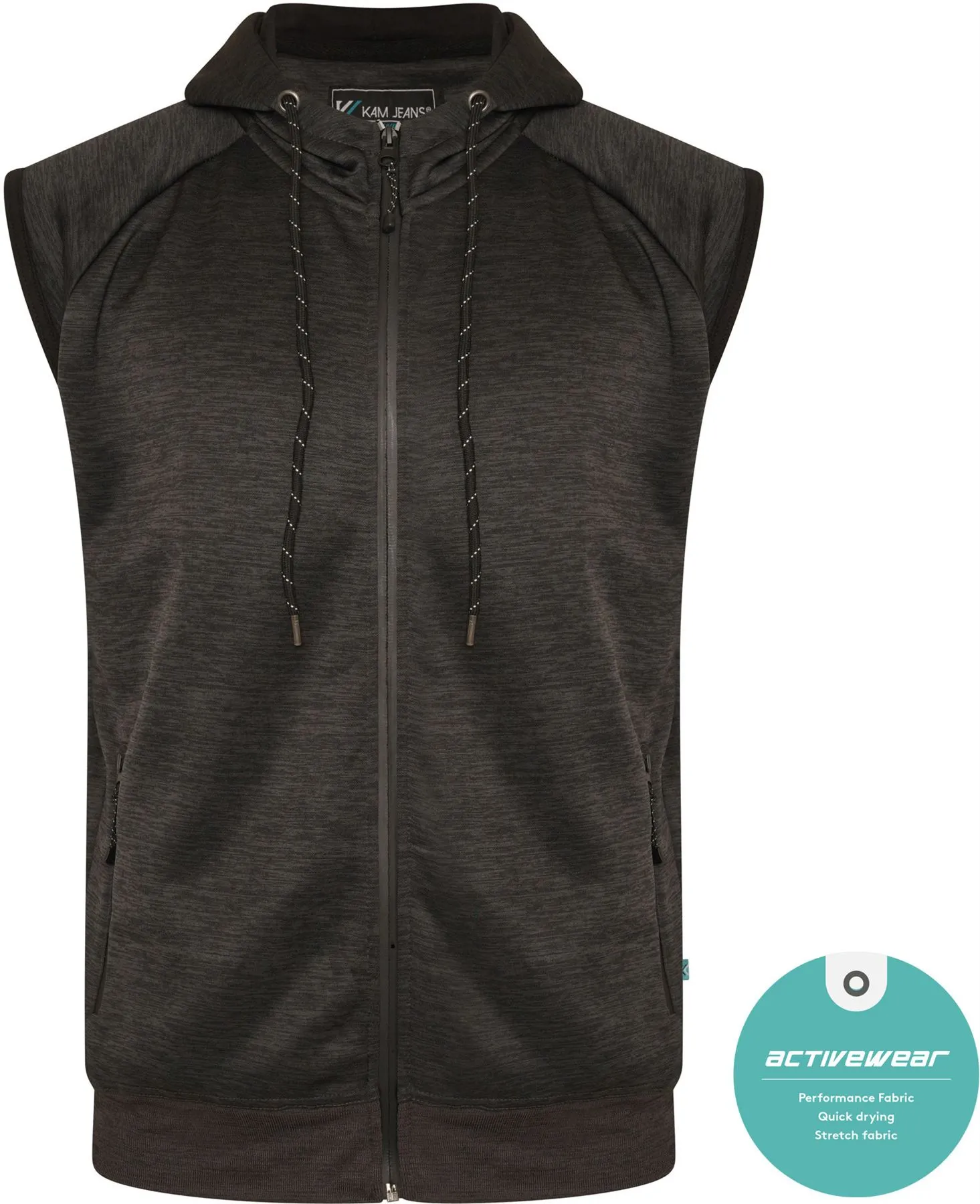 Kam Active Performance Sleeveless Hoodie - Charcoal Marl