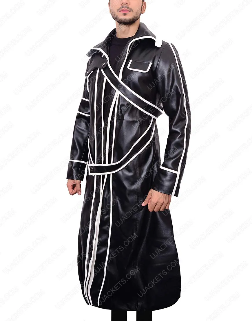 Kirito Trench Coat -sword Art Online Black Leather Jacket