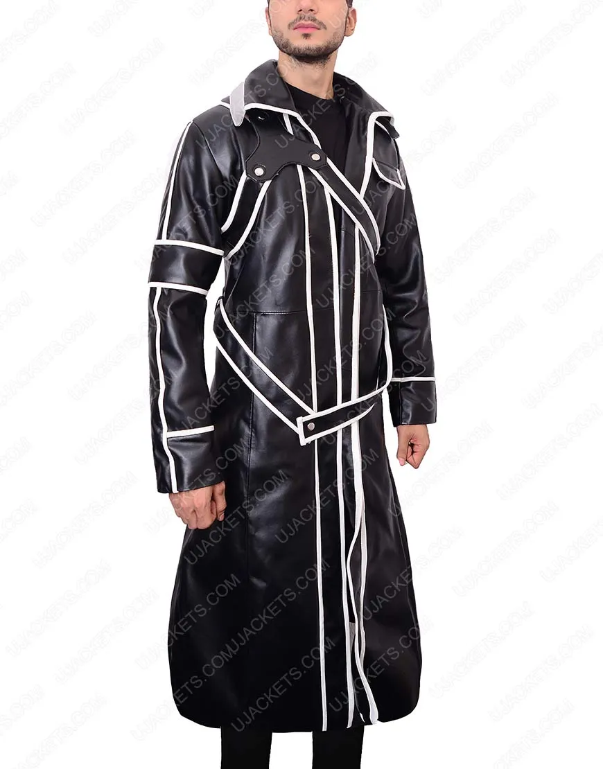 Kirito Trench Coat -sword Art Online Black Leather Jacket