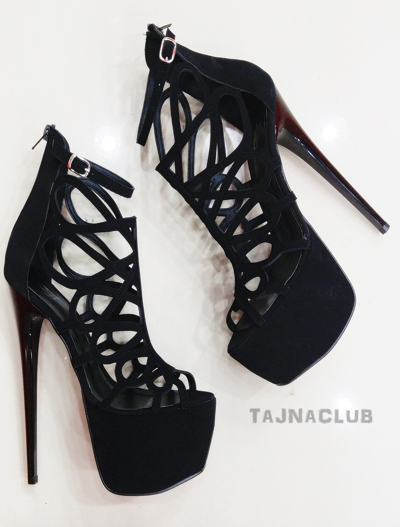 Laser Cut Caged Black Platforms