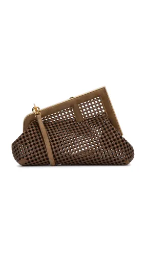 Laser Cut Fendi First Small Bag - Brown