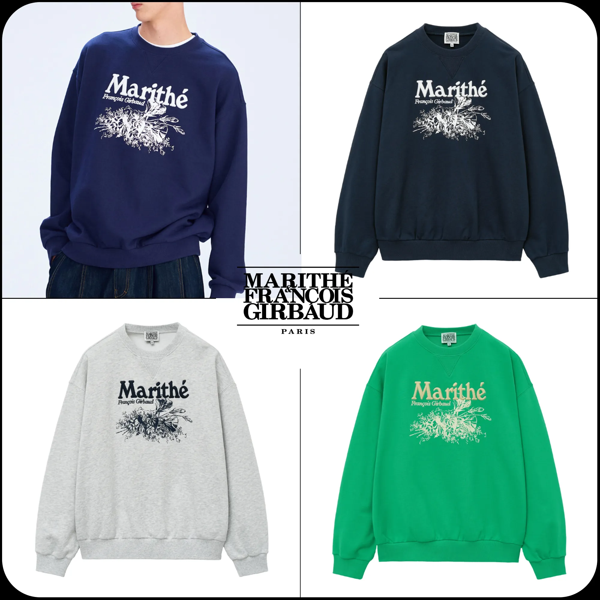 Marithe + Francois Girbaud  |[MARITHE]★ FLOWER OVERSIZED SWEATSHIRT