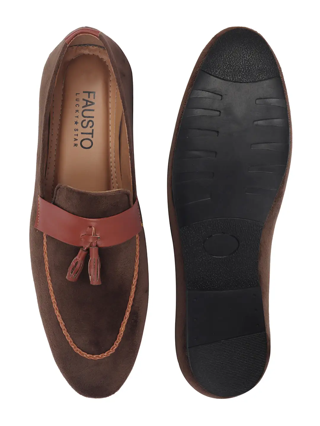 Men Brown Casual Velvet Slip-On Loafers