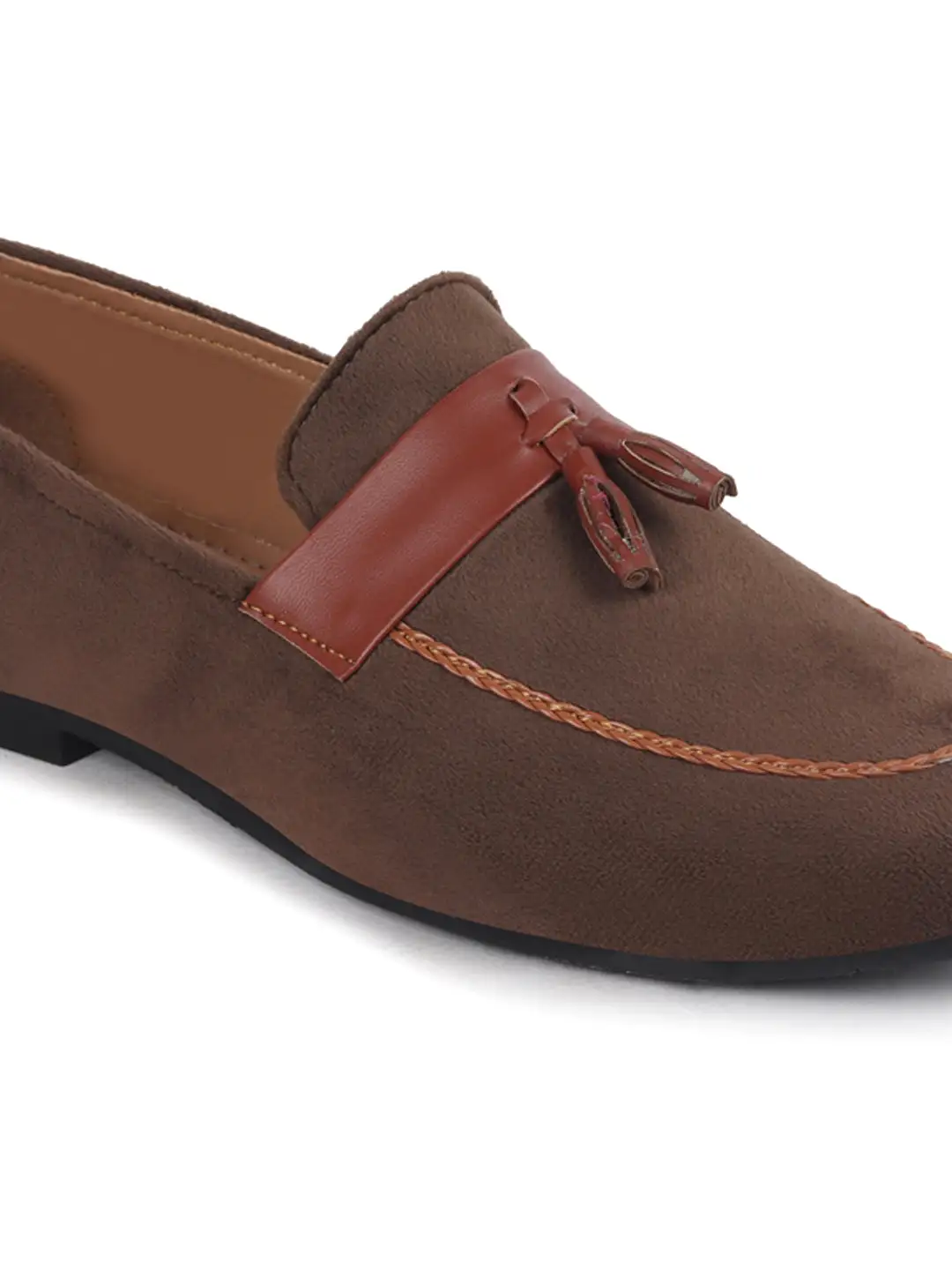 Men Brown Casual Velvet Slip-On Loafers