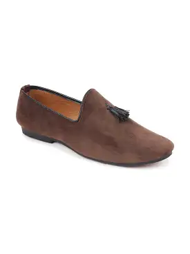 Men Brown Casual Velvet Slip-On Loafers